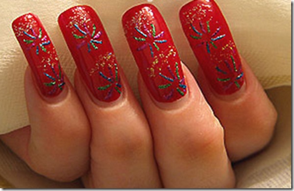 Red Fireworks Nails