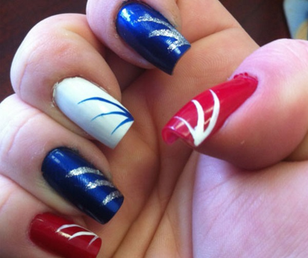 Red, White, and Blue 4th of July Nails