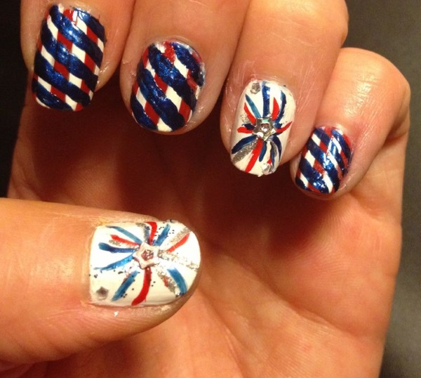 Striped Fourth of July Nails