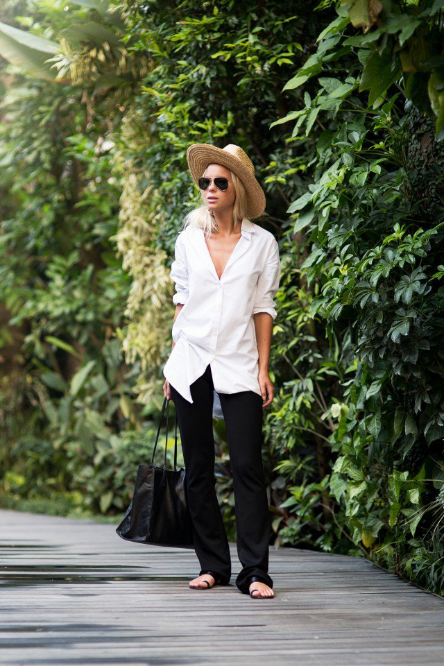 White Shirt with Flared Jeans