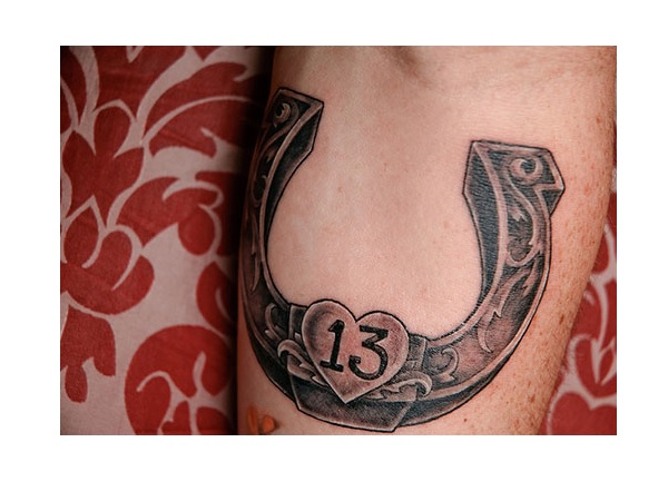 Horse Shoe Tattoo with 13