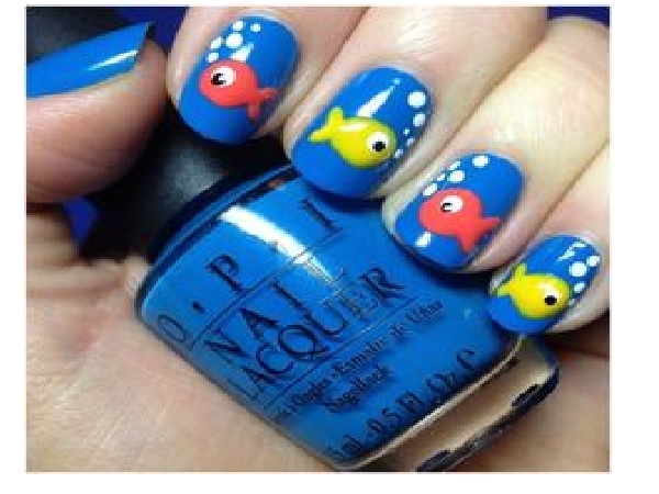 Blue Fish Nail Design