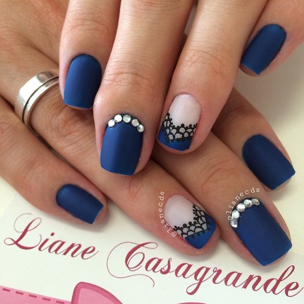 Blue French Tip Nail Design