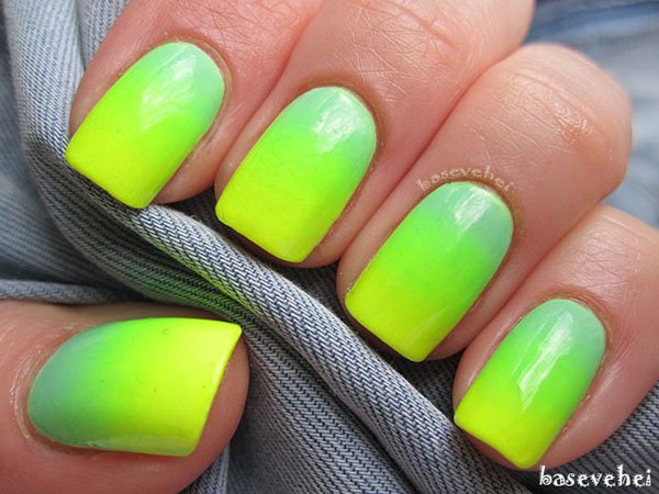 Bright Green Gradient Nail Design