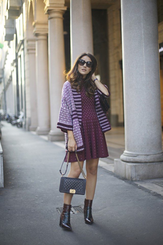 Cape Coat with Knit Dress