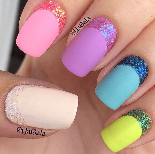 Colorful Glitter Nail Design