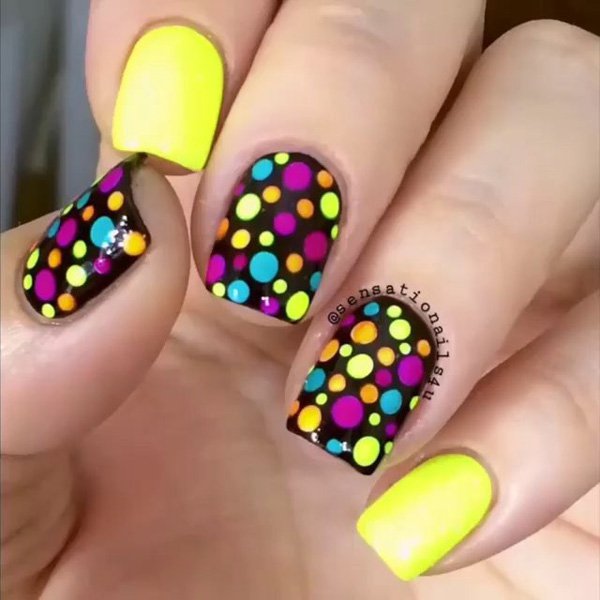 Colorful Polka Dot Nail Design