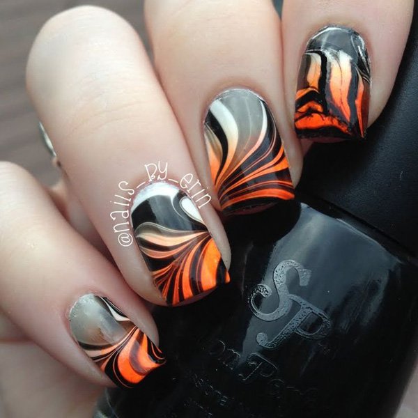 Cool Water Marble Nail Design