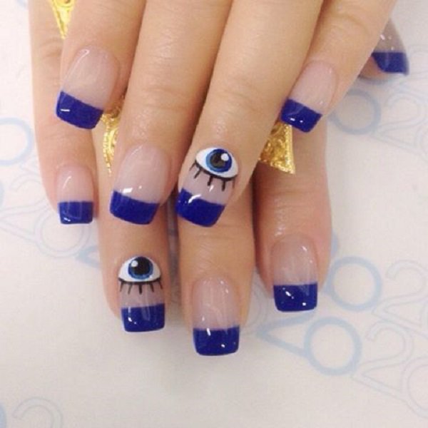 Cute Blue Eye Nail Design