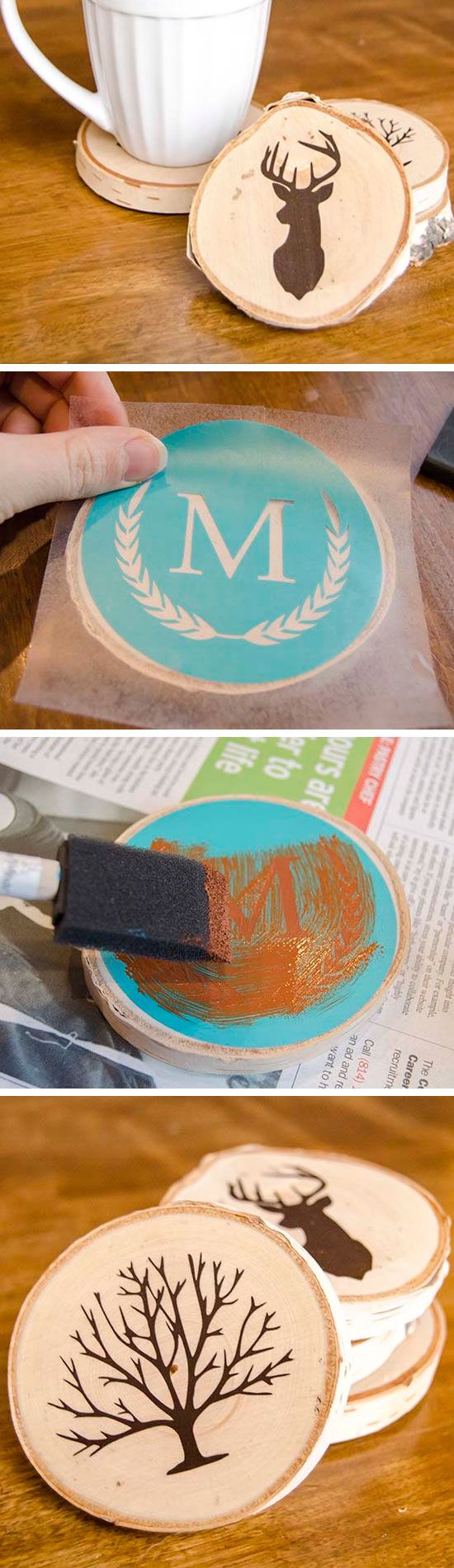 DIY Painted Wood Slice Coasters