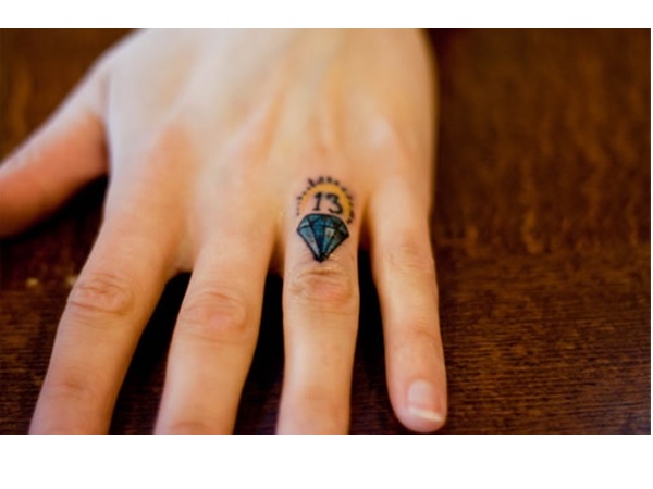 Diamond and 13 Finger Tattoo