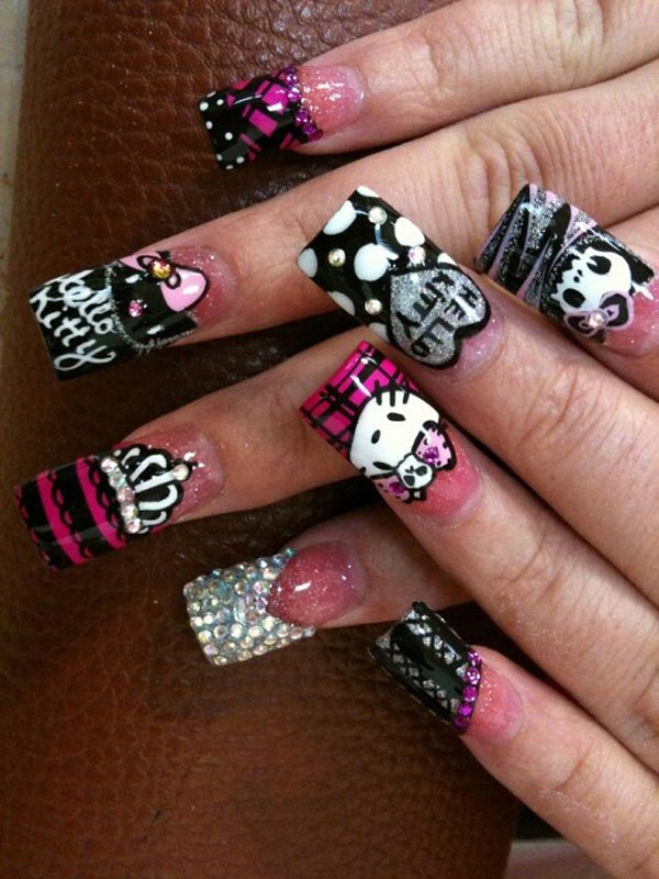 Embellished Hello Kitty Nail Design