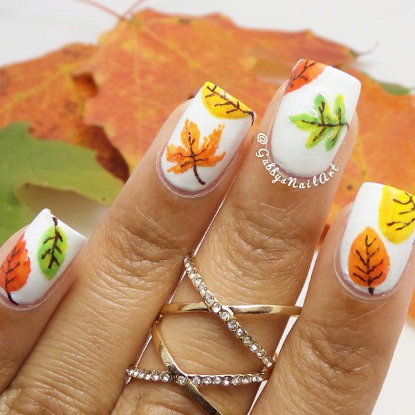 Fall Leaves Nail Design