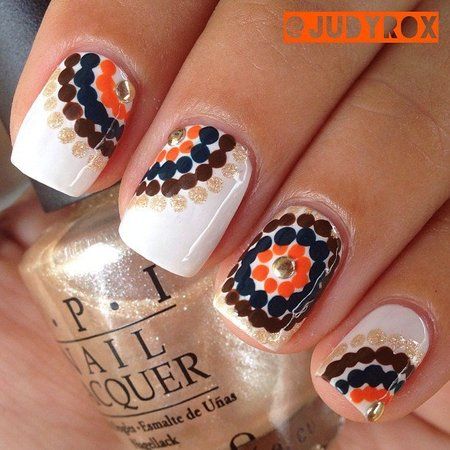 Fall Nails with Dots