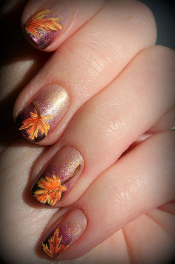 Glitter Fall Nail Design