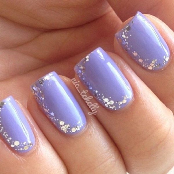Light Blue Glitter Nail Design