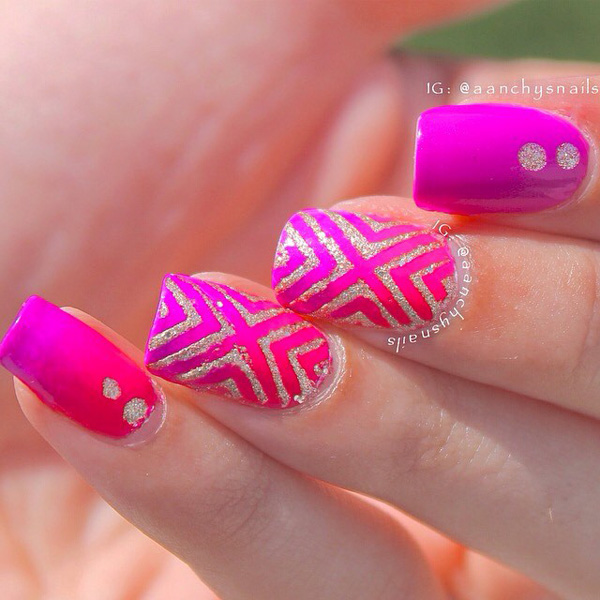 Gradiant Pink Nail Design