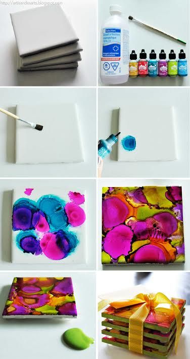 Ink Dyed Coasters