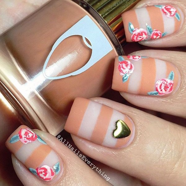 Nude Floral Nail Design