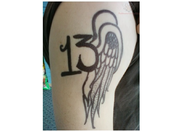Number 13 Tattoo with Wings
