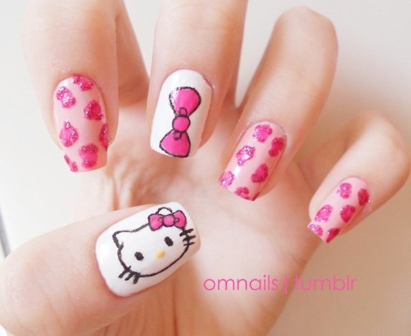 Pink Hello Kitty Nail Design