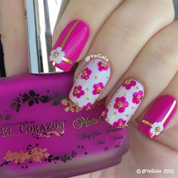 Pink Metallic Nail Design