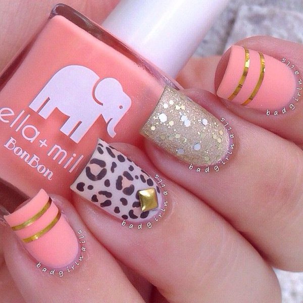 Pink Metallic Nail Design