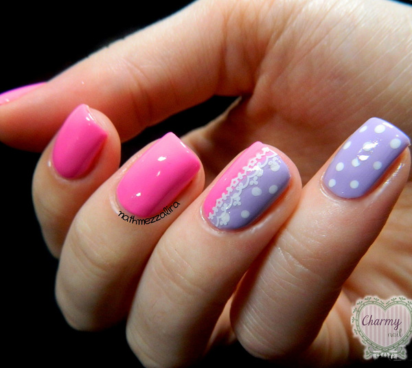 Pink Nails with Polka Dots