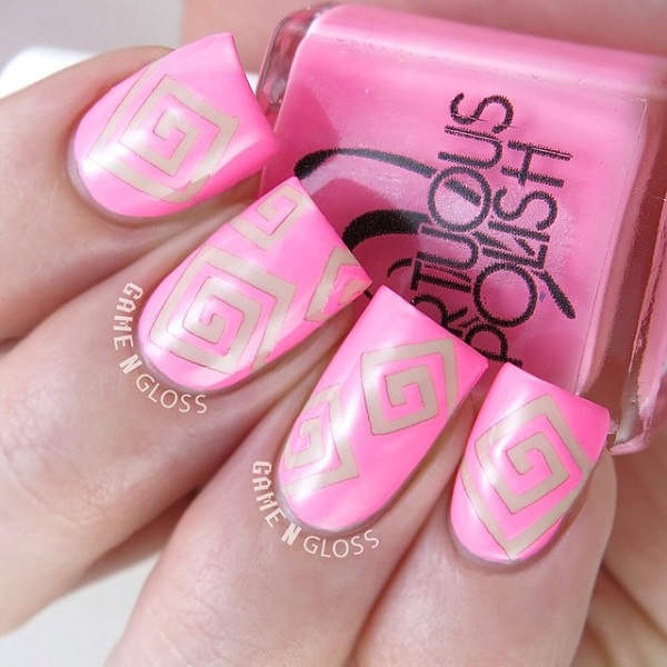 Pink and Silver Nail Design