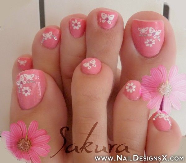 Pretty Pink Toenail Design