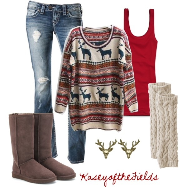 Print Sweater with Knee-Length Boots