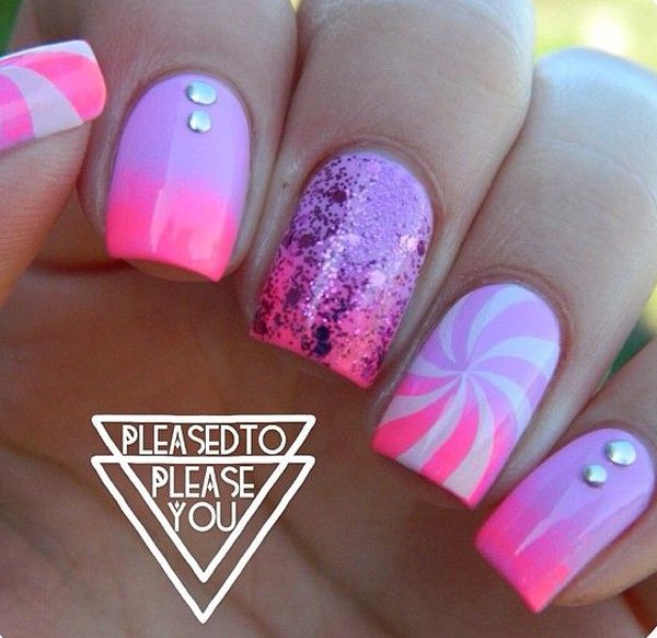 Purple to Pink Gradient Nail Design