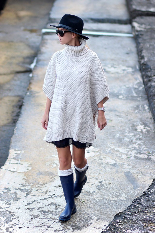 Rainy Boots with Knitted Dress