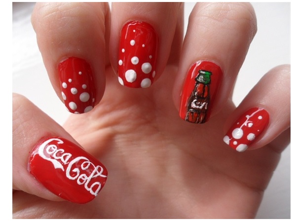 Red Coca Cola Nail Design