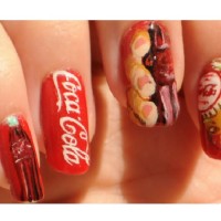 Red Coca Cola Nail Design