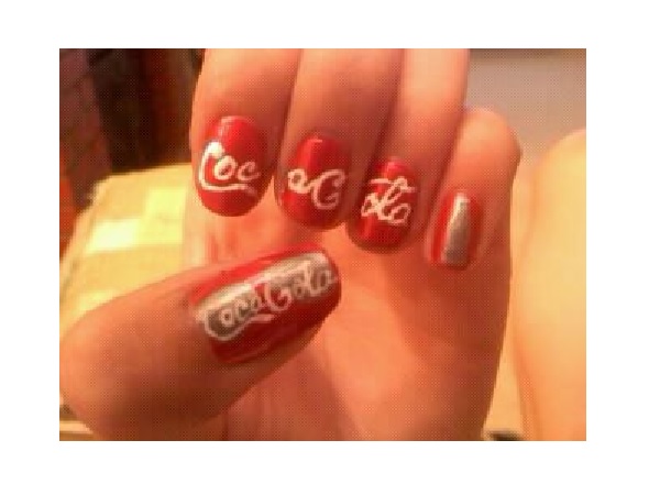 Red Coca Cola Nail Design