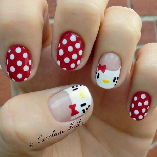 Red Hello Kitty Nail Design