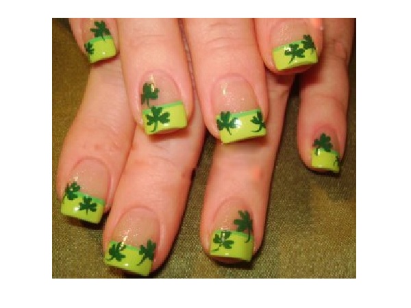 Shamrock Nails with Light Green Tips