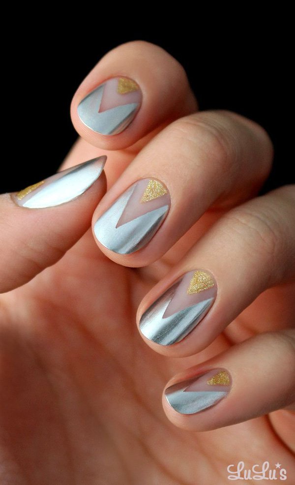 Silver and Gold Nail Design