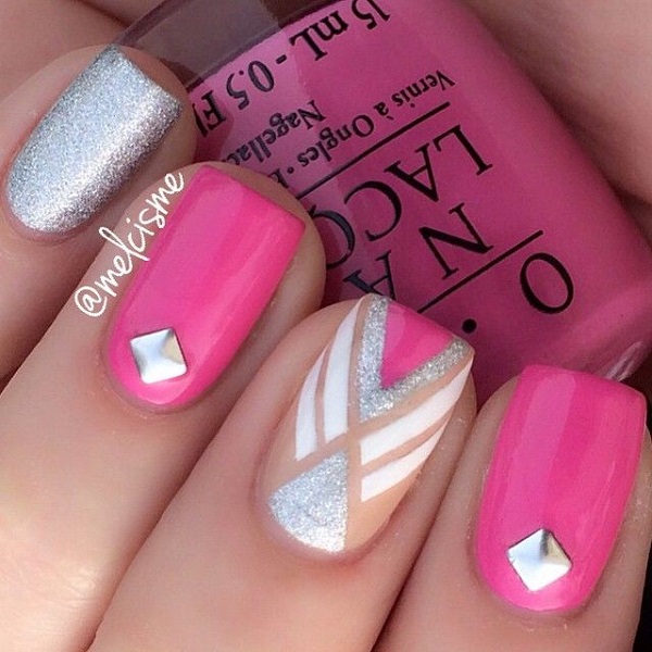 Studded Pink Nail Design