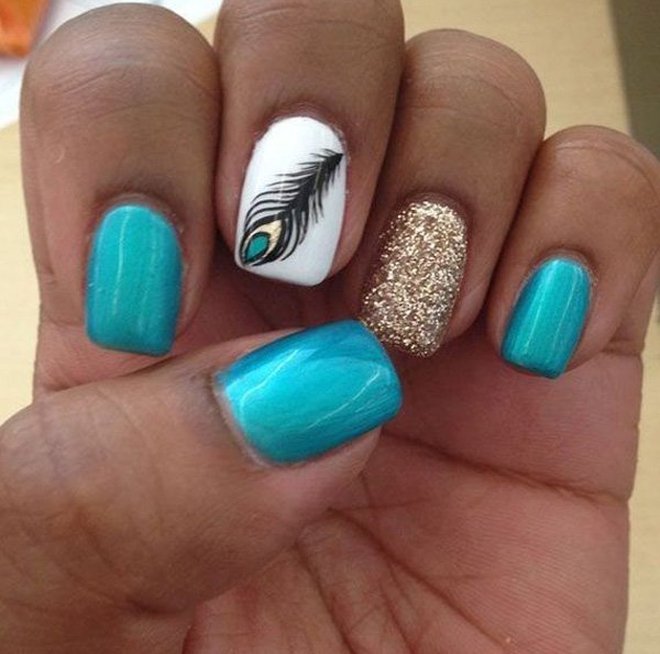 Tribal Feather Nail Design