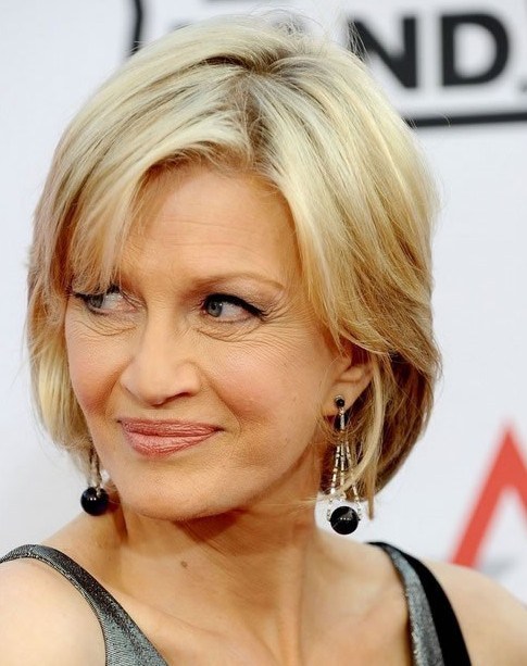 short blonde hairstyle for women over 50 with round face shape
