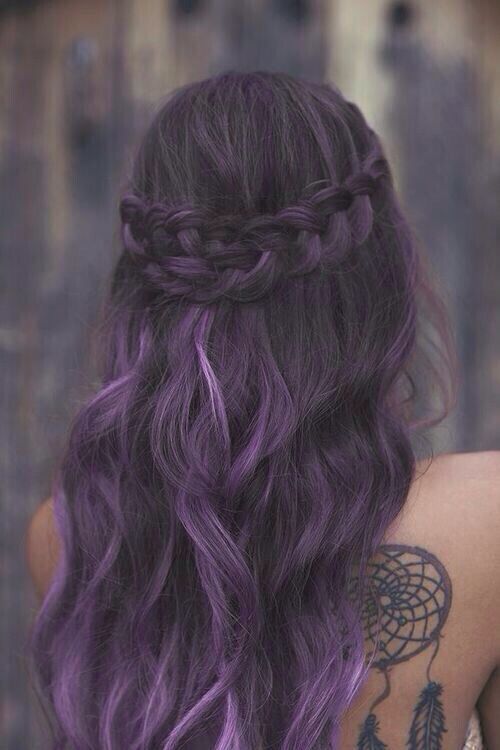 Half Up Half Down Hairstyle for Purple Hair