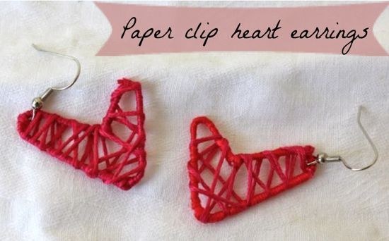 DIY Paper Clip Heart Earrings