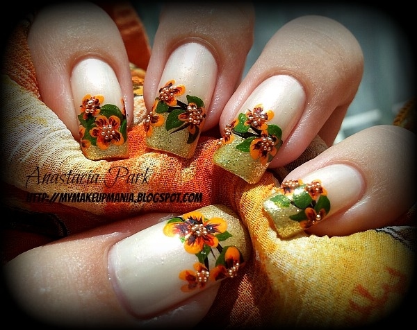 Fall Flower Nails