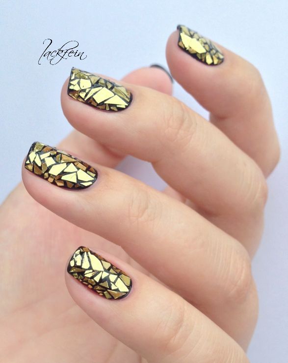 Golden Stained Glass Nails