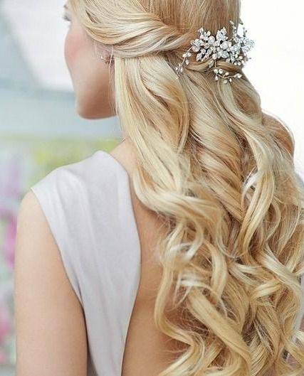 Long Blond Wavy Wedding Hairstyle