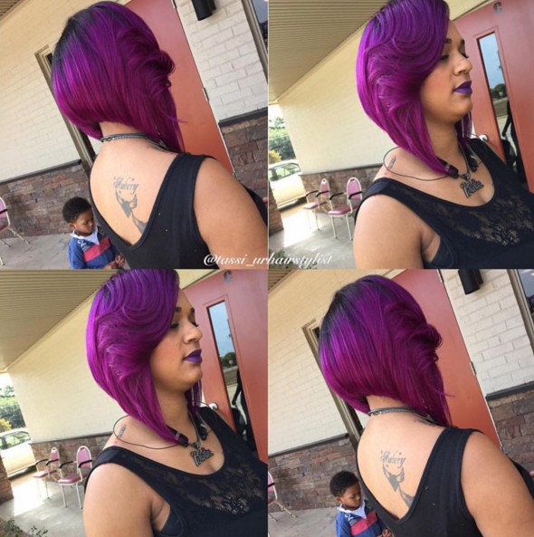 Medium Bob Hairstyle for Purple Hair