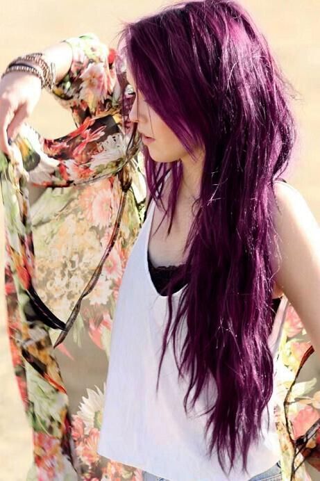 Long Wavy Purple Hair