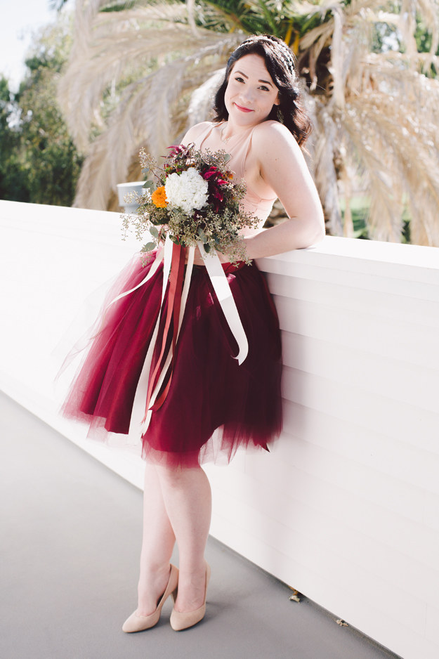 Pink and Wine Red Tulle Skirt